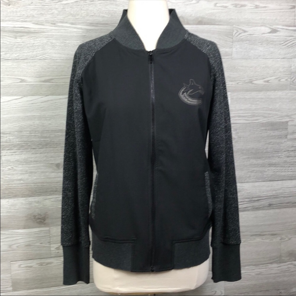 Hockey Full Zip Canucks Jacket Vancouver Fan Gear Large Charcoal NHL Licensed